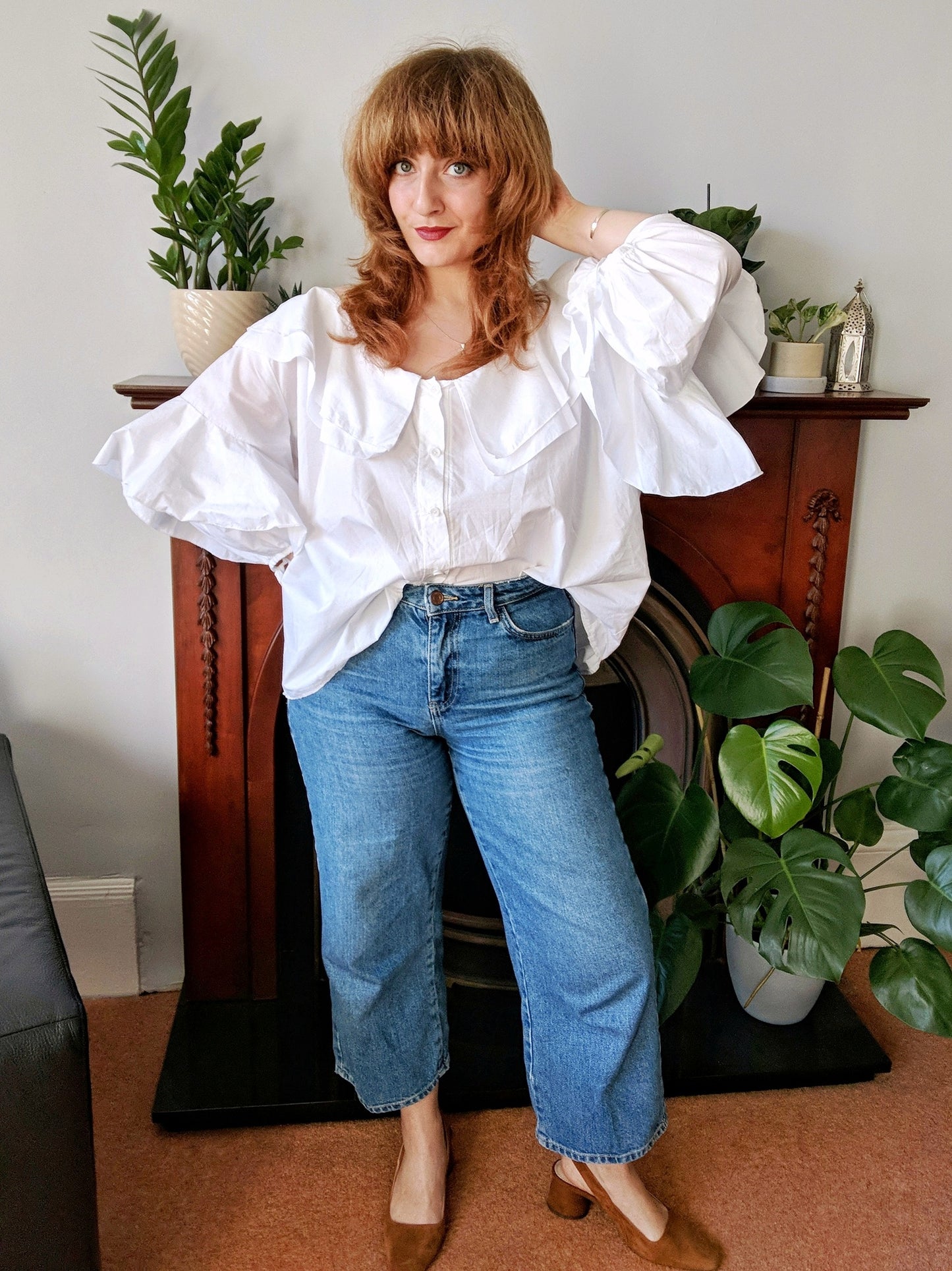 Sustainable ethically made organic cotton oversized ruffled white shirt