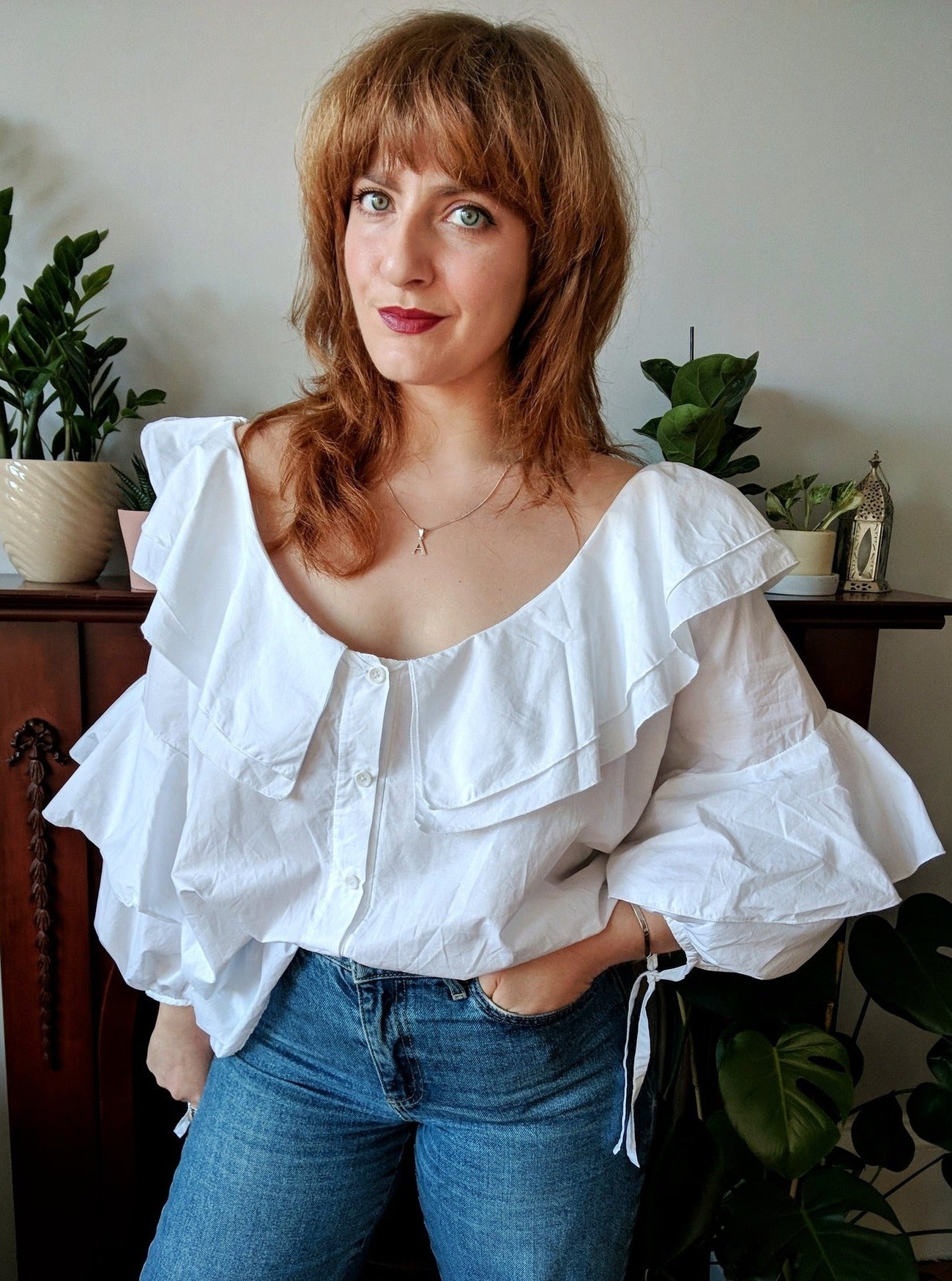 Sustainable ethically made organic cotton oversized ruffled white shirt