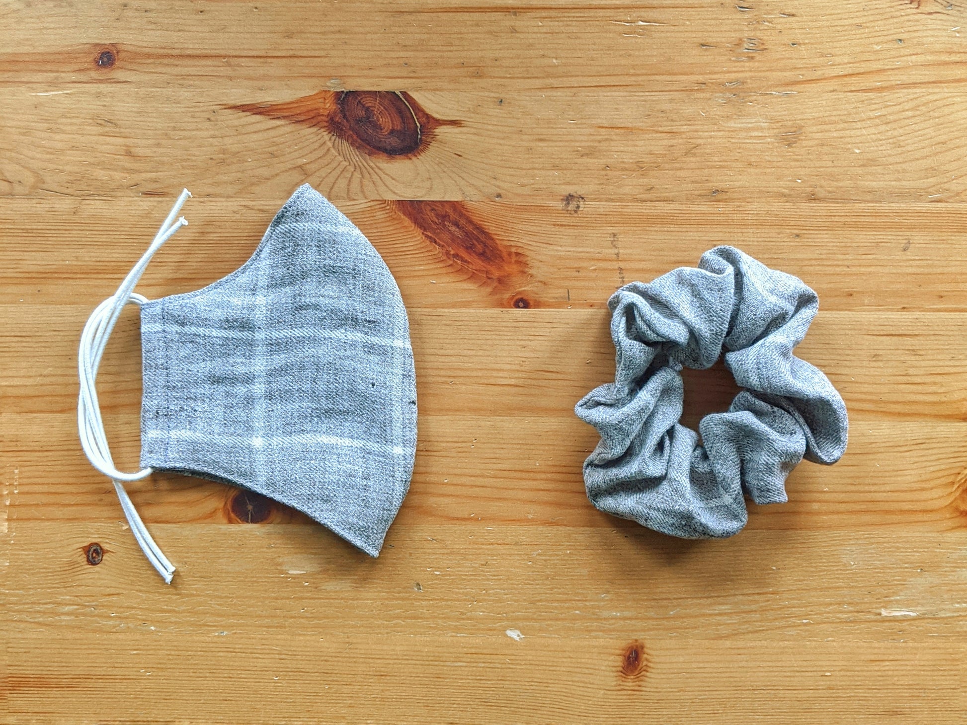 Grey and Cream Check Scrunchie Bundle - Zenzero Clothing