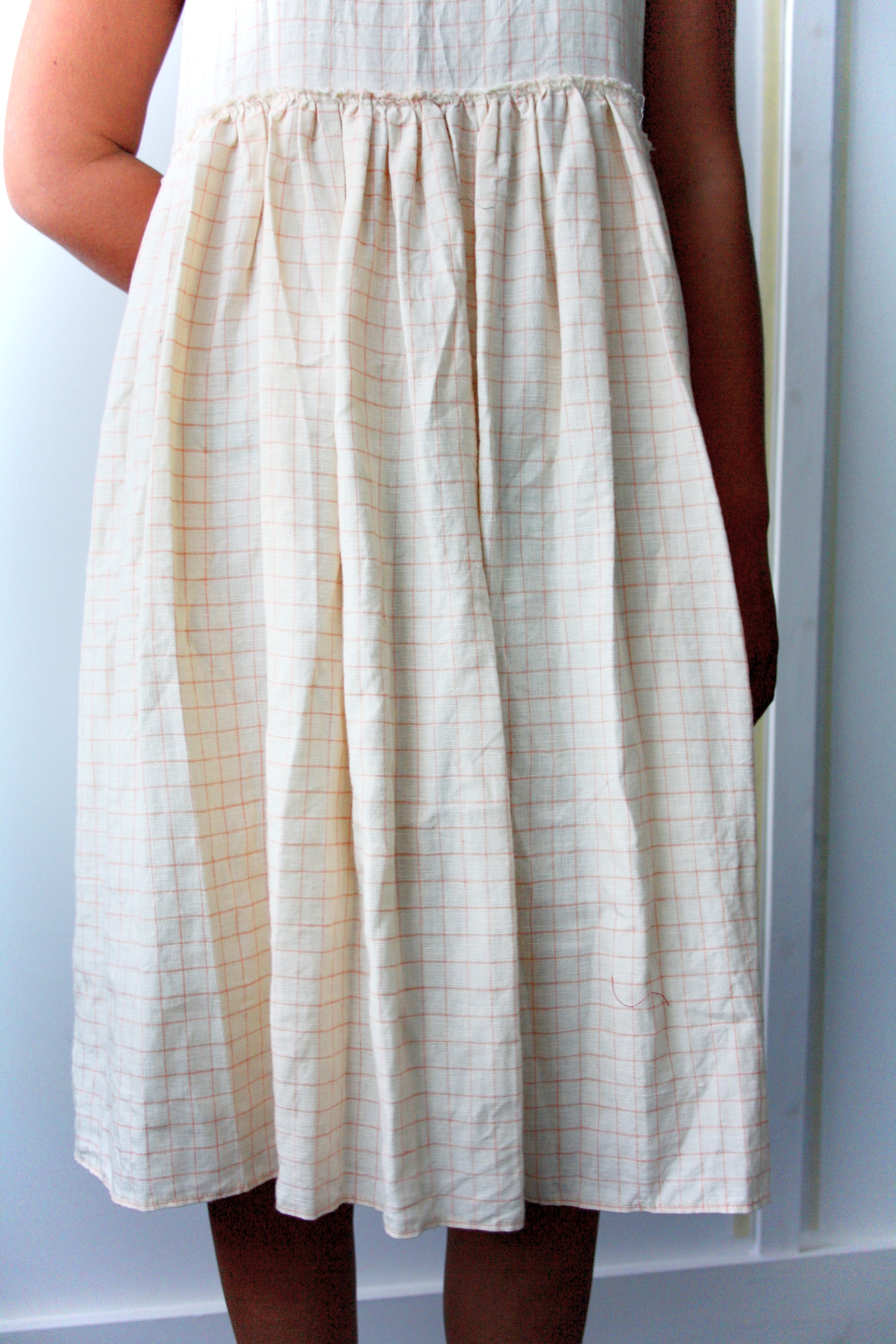 Sustainable ethical linen check midi dress